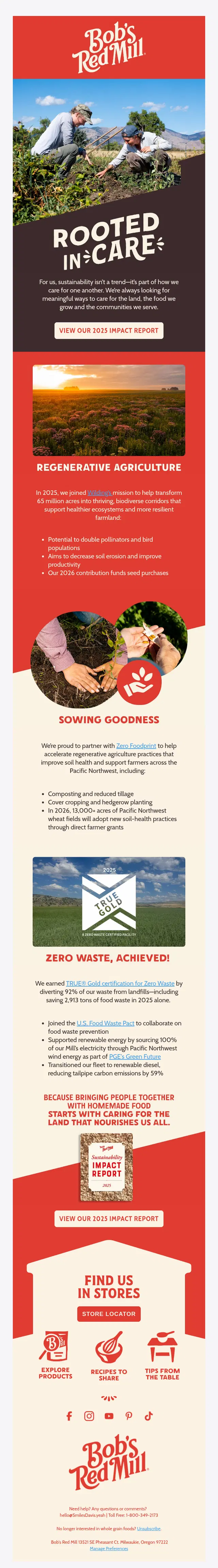 Bob’s Red Mill email design, full length